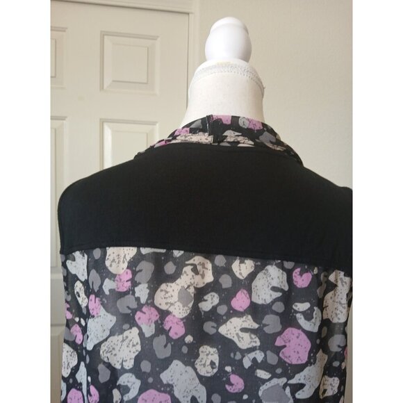 Logo Lori Goldstein  Womens Vest Large Open Front Sleeveless Art Black Pink Gray - Picture 4 of 11